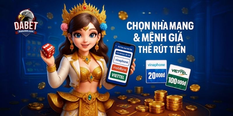 Chọn nhà mạng và mệnh giá thẻ rút tiền Dabet