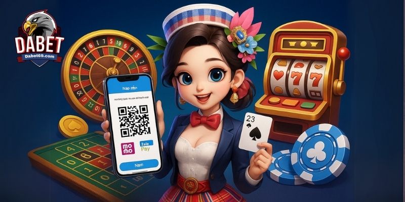 Màn hình mã QR nạp tiền Dabet